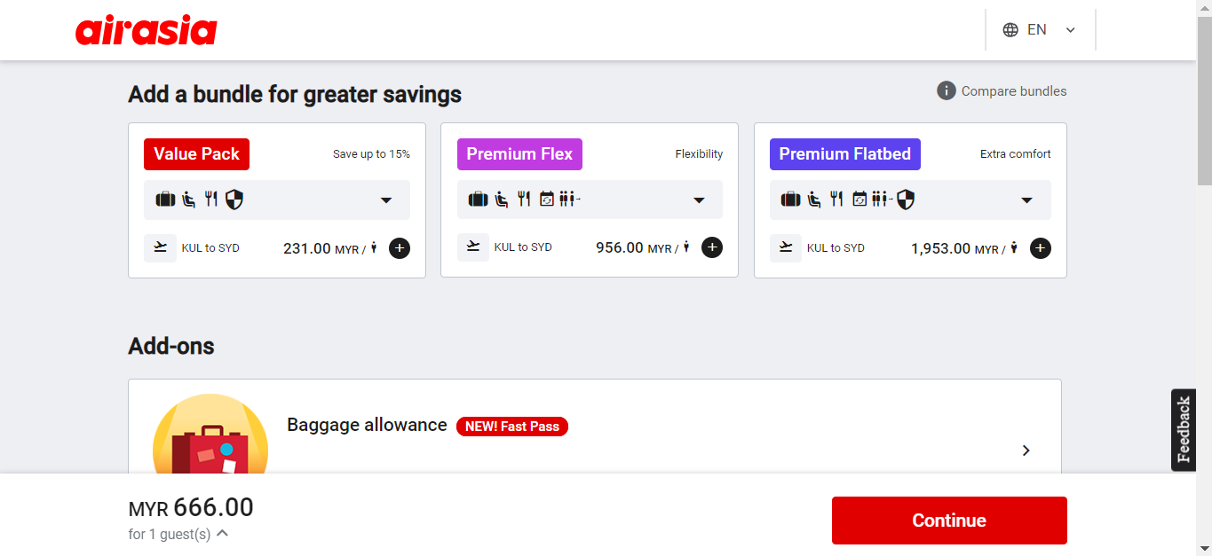 AirAsia Flights How to prebook addons?