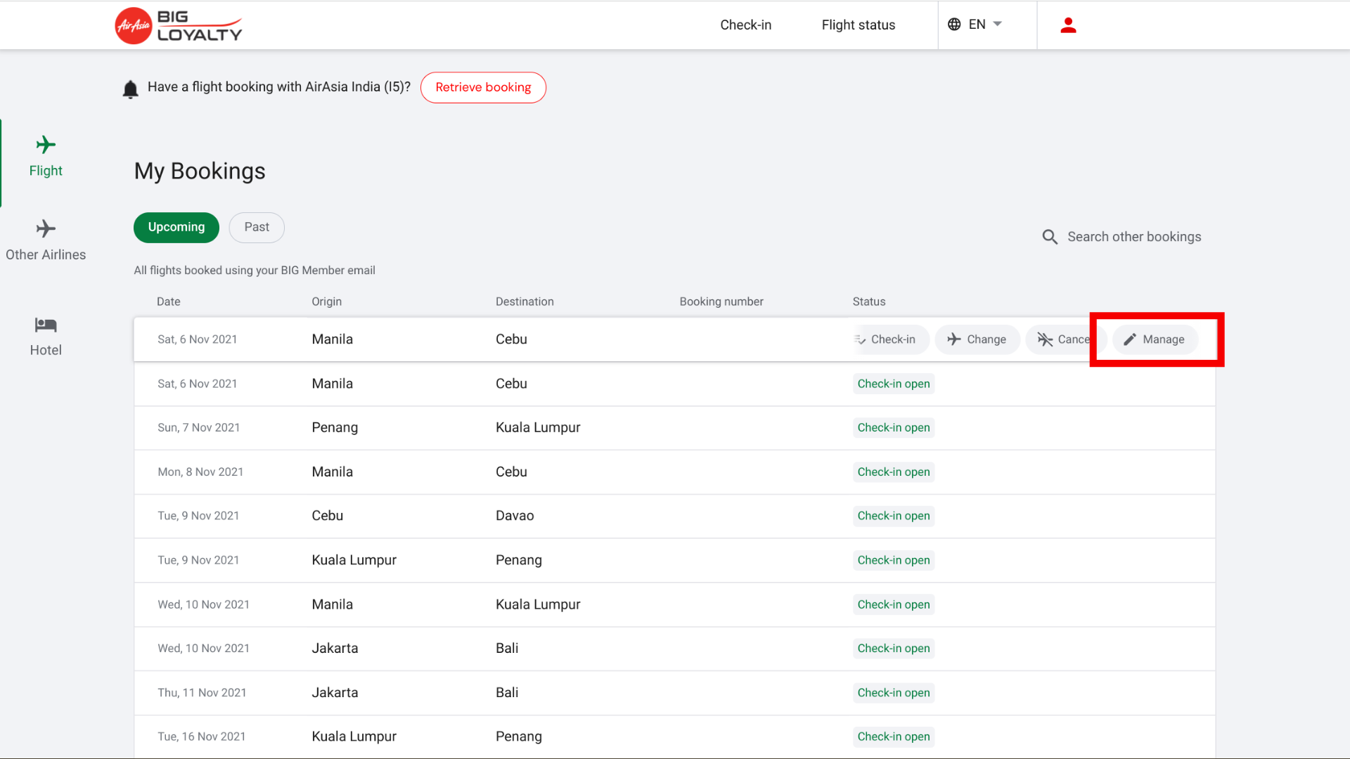 airasia booking number check