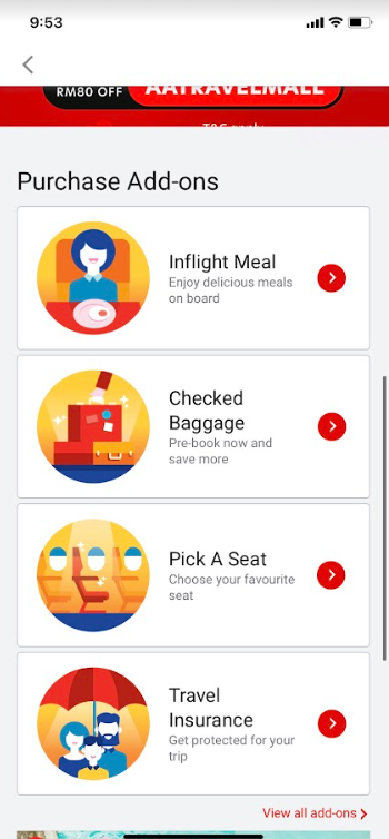How to prebook add ons?
