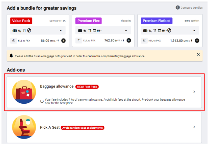 Airasia baggage add on after check in on sale
