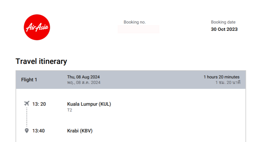 Airasia view itinerary on sale