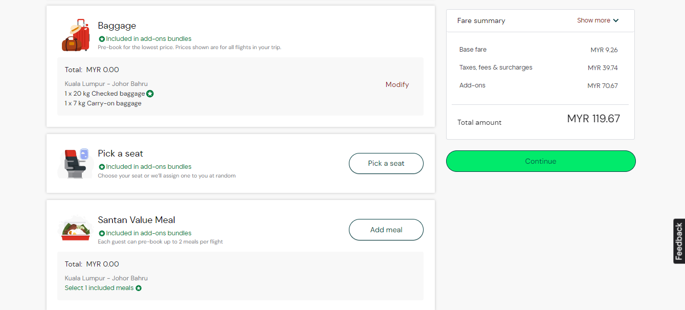 Baggage airasia add on online