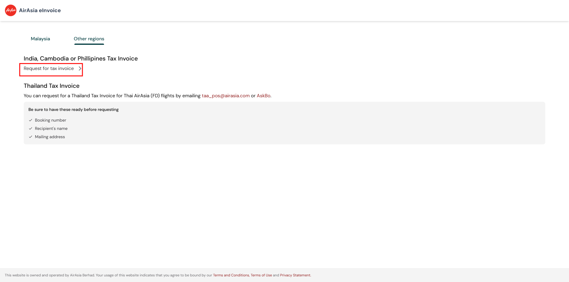 Airasia flights tax invoice