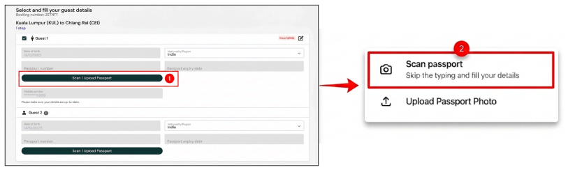 How do I scan my passport/ID during Self Check-In?