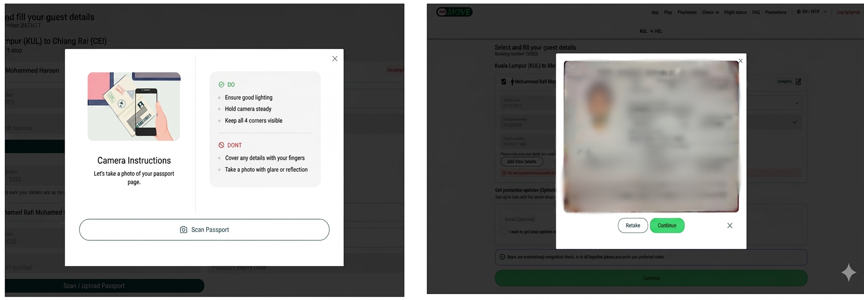 How do I scan my passport/ID during Self Check-In?